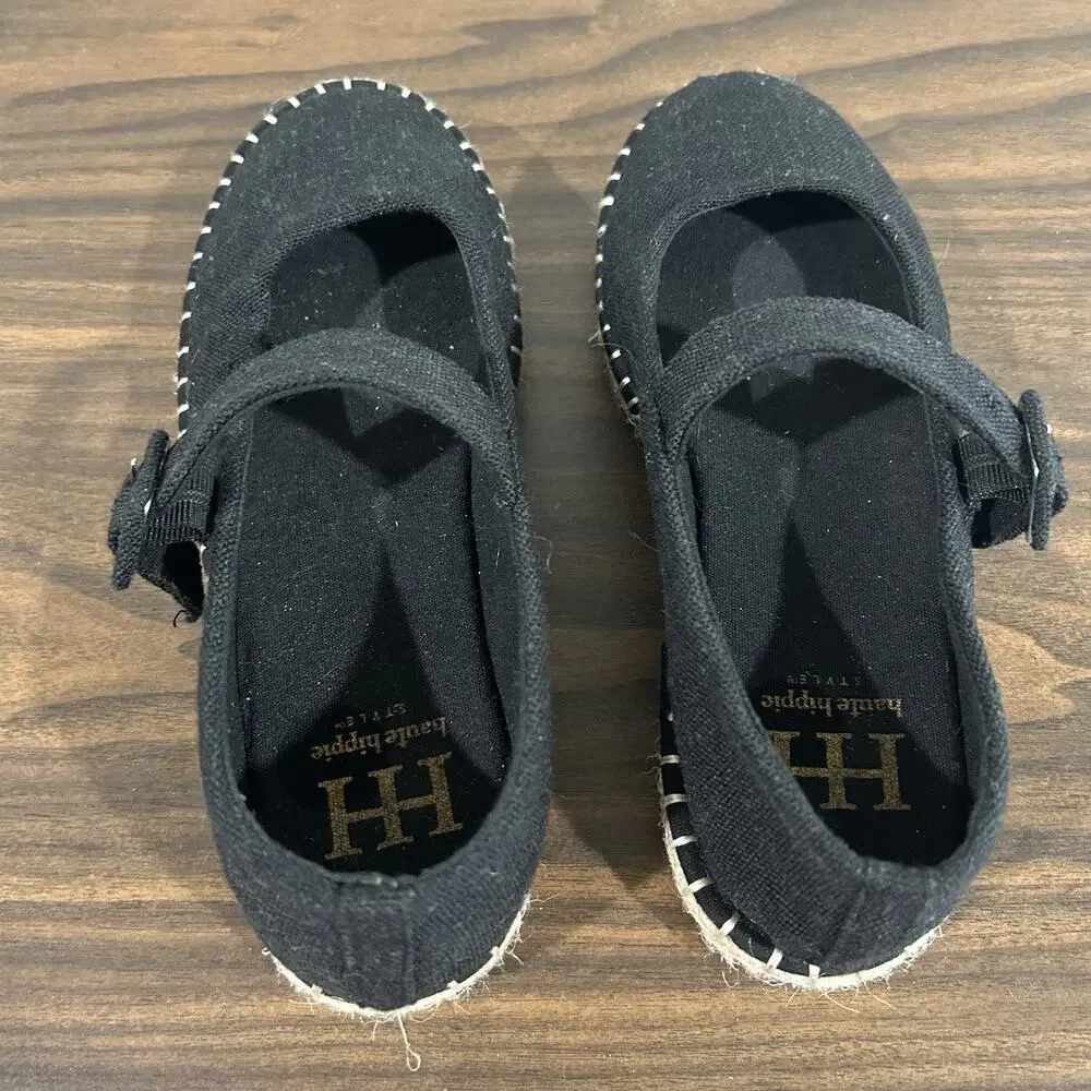 Haute Hippie Cecily Women’s Shoes Espadrilles Mary Jane Black Size 8.5 M Flats